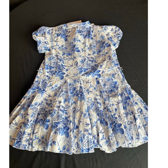 NWT Baltic Born Mikki Mini Dress, Medium, Floral, Blue White, Lightweight Button - Picture 8 of 10